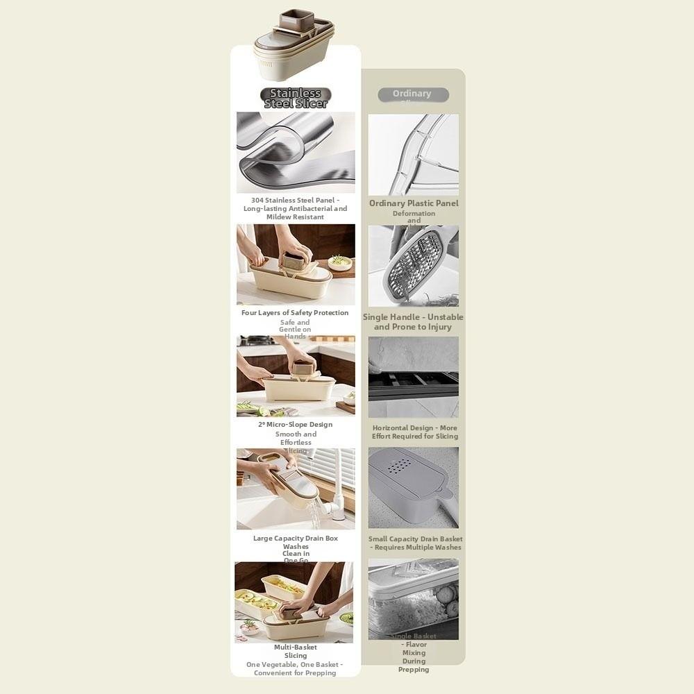 Multi-Functional Vegetable Slicer Manual Garlic Grinder for Crushing Spices Herbs Garlic