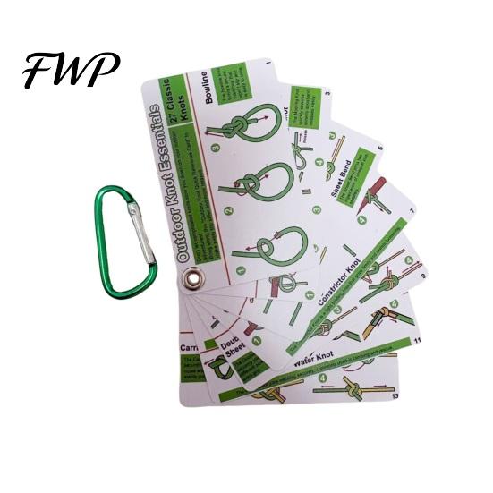 Survival Knots Chart 7Pcs/Set Knot Pocket Guide Cards with Carabiner 27 Classic Reference Camping Card Outdoor Climbing Backpacking Rope Tying Hiking Sets