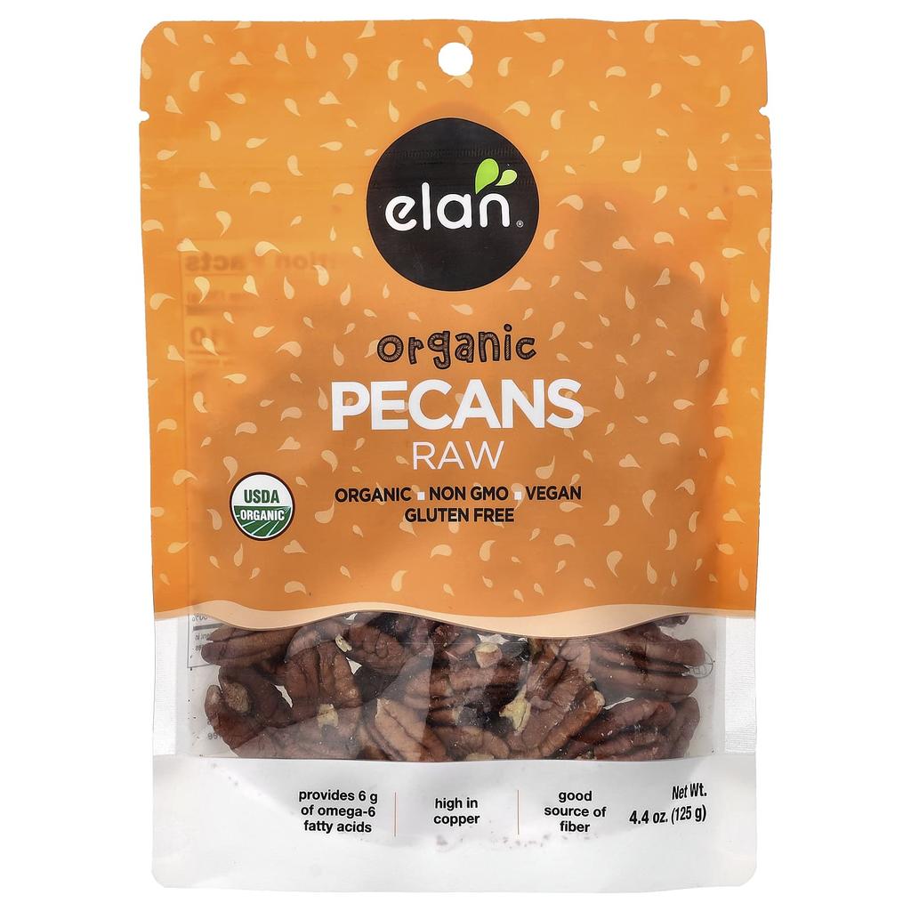 Elan Organic Pecans, Raw, 125g (4.4oz)