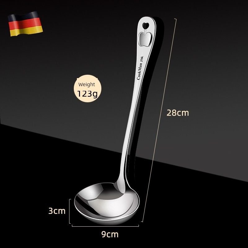 

German Imported 316 Stainless Steel Spoon, Deepened and Thickened Large-Head Spoon, Household Long-Handled Soup Spoon for Serving Soup and Porridge 316 Tablespoons [Medical Grade Stainless Steel]