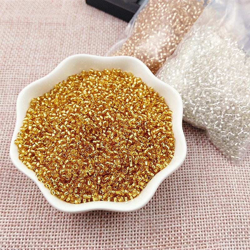 Silver-Plated Gold 2mm Glass Seed Bead Bracelet Necklace DIY Accessories