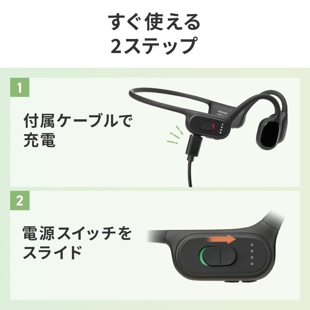 Sanwa Direct Bone Conduction Hearing Amplifier for Easy 3 Noise Waterproof Seniors, Operation, Modes, Lightweight, Ear-Hook Type, Cancellation,