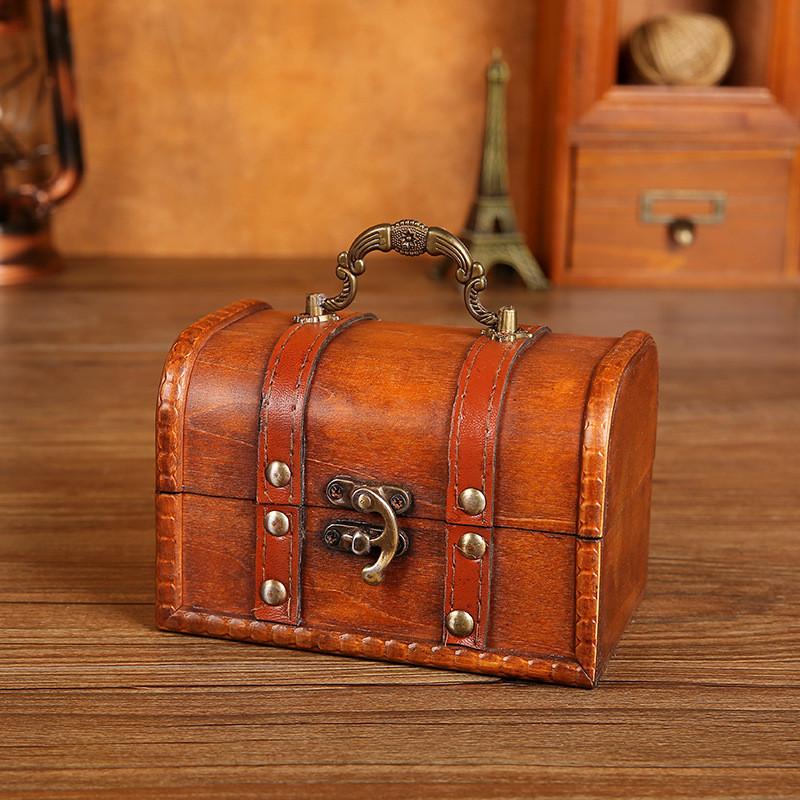 Desktop Storage Wooden Box With Lock For Dustproof Decoration In Office Bedroom