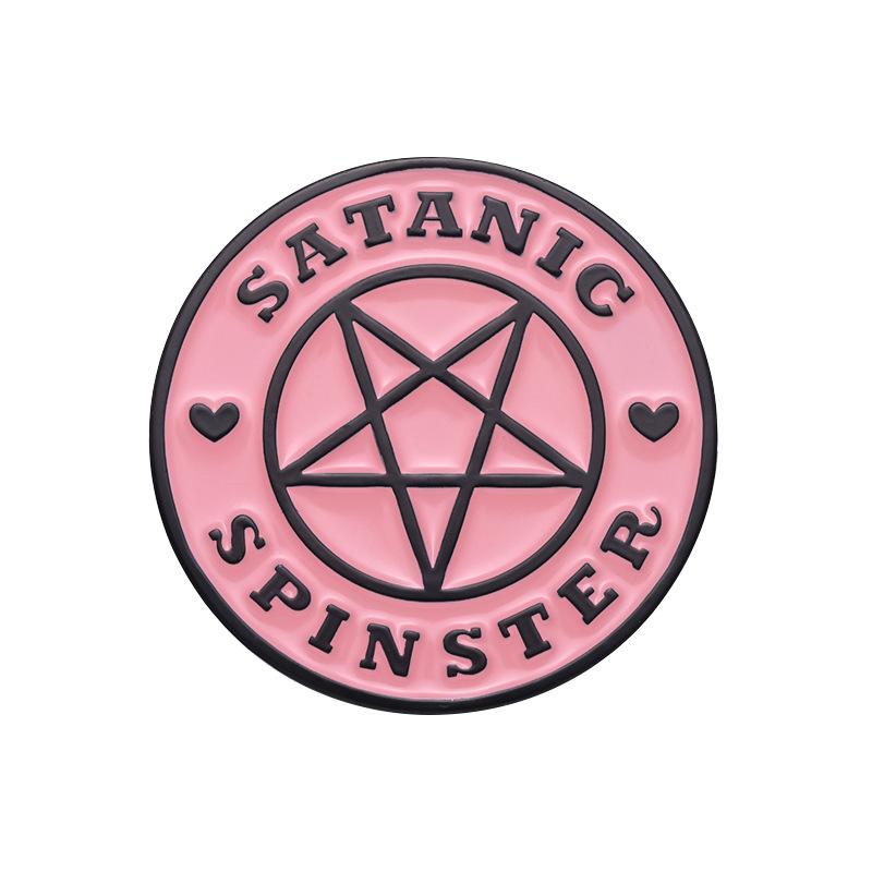 

Round Pink Contemporary Badge Elegant Alloy Brooch With Fun Geometric Shapes And Lettering