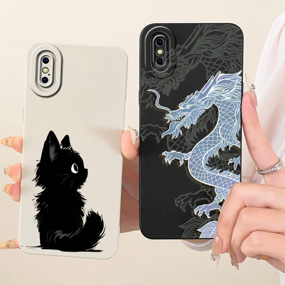 Casing For iPhone XS Max Cover Fashion Cartoon Cute Funny Painted Silicone Phone Case A1921 A2101 A2102 A2104