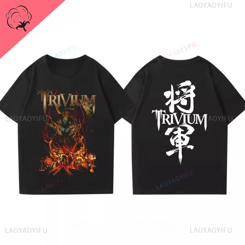 Trivium Camiseta Ascend Above The Ashes Tour 2025 Tshirt Double Side Printed Cotton Vintage Heavy Metal Band Rock Music Tee S