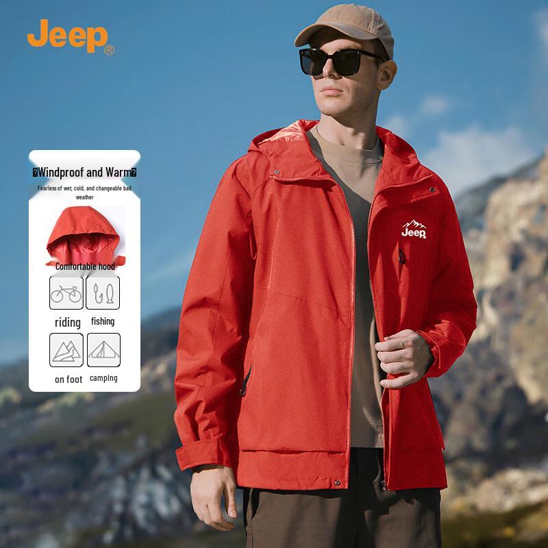 JEEP Men's 2025 Autumn/Winter Windproof Hooded Shell Jacket