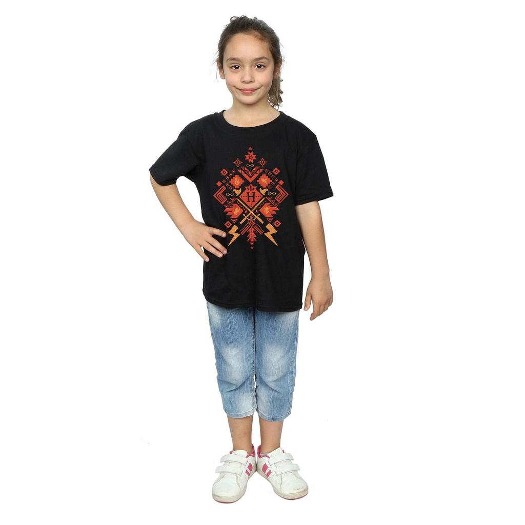 Harry Potter Girls Christmas Fair Isle Cotton T-Shirt