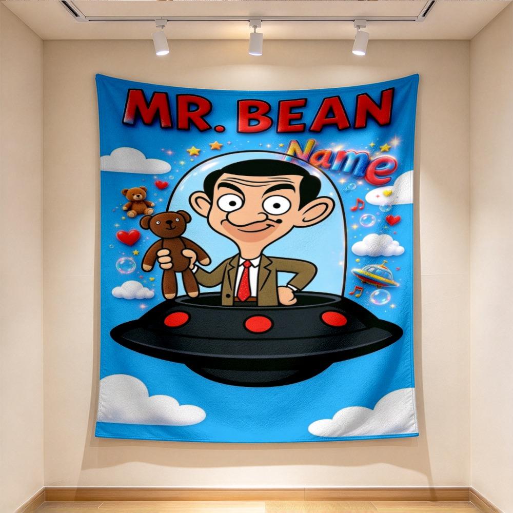 Custom Name Mr Bean Tapestry Wall Hanging for Bedroom, Living Room & Dorm Decor, Modern Home Wall Art