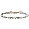 Tree Agate Moss Agate Faceted Bead Bracelet – Gold Accent Adjustable Boho Jewelry, Nature Calm Gift for Women