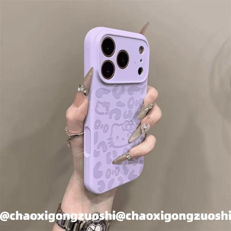 Ins Autumn and Winter Leopard Print KT Cat Liquid Silicone Bracket for iPhone17promax Apple 16 Mobile Phone Case 15