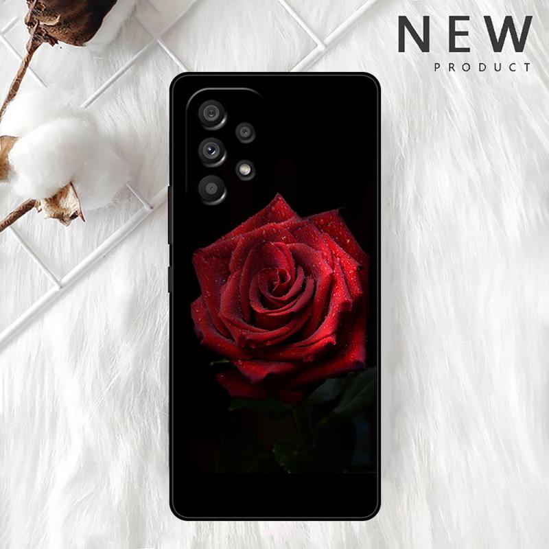 Bright Red Rose Flowers Case For Samsung Galaxy A54 A52 A14 5G A53 A12 A13 A71 A23 A34 A33 A21s Phone Cover