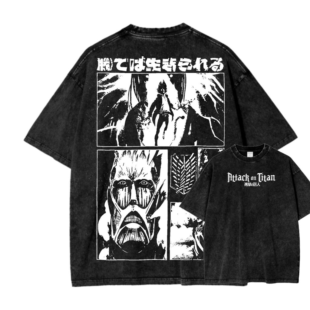 Attack On Titan Anime Lover Washed T-shirt Year round clothing high quality personality Clothes Plus Size Unisex New Model Couples tee