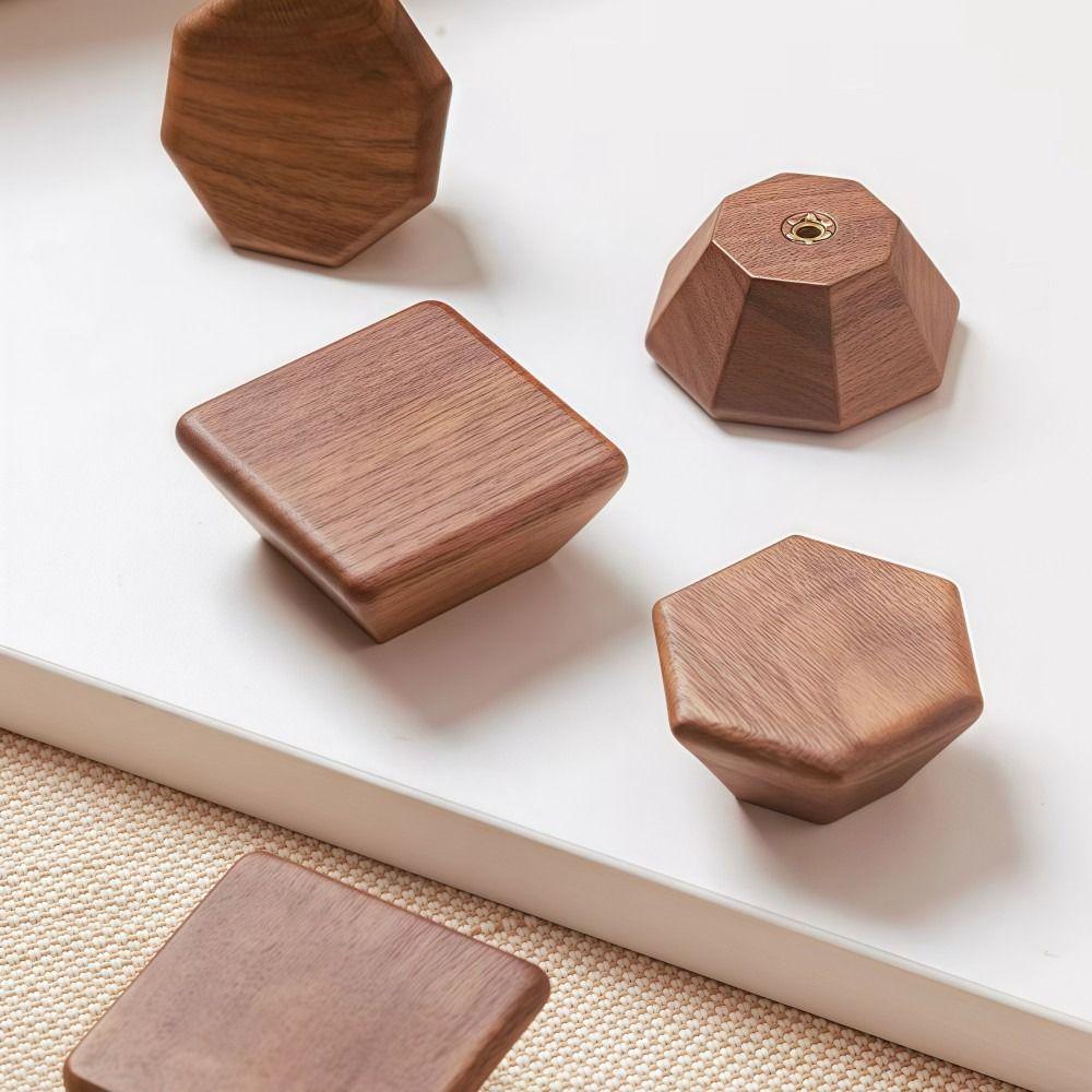 Nordic Style Cabinet Knob Handle Wooden Solid Wood Wardrobe Drawer Handles Round Square Lockers Knob Handle Cabinet Doors