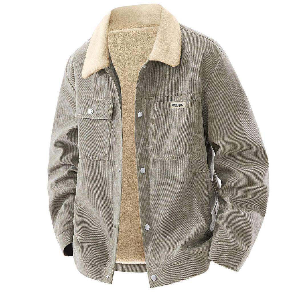 Men's Retro Corduroy Lambswool Winter Coat
