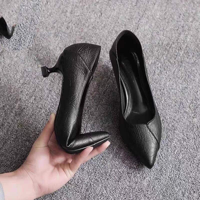 Black Chunky Heeled Women Shoes Square Heel Shoes Pumps Fashion Office Ladies