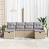 Ensemble de canapés de jardin 6 pièces avec coussins Beige Poly Rotin, Canapé de jardin 2 places avec rangement &amp; coussins 3360351
