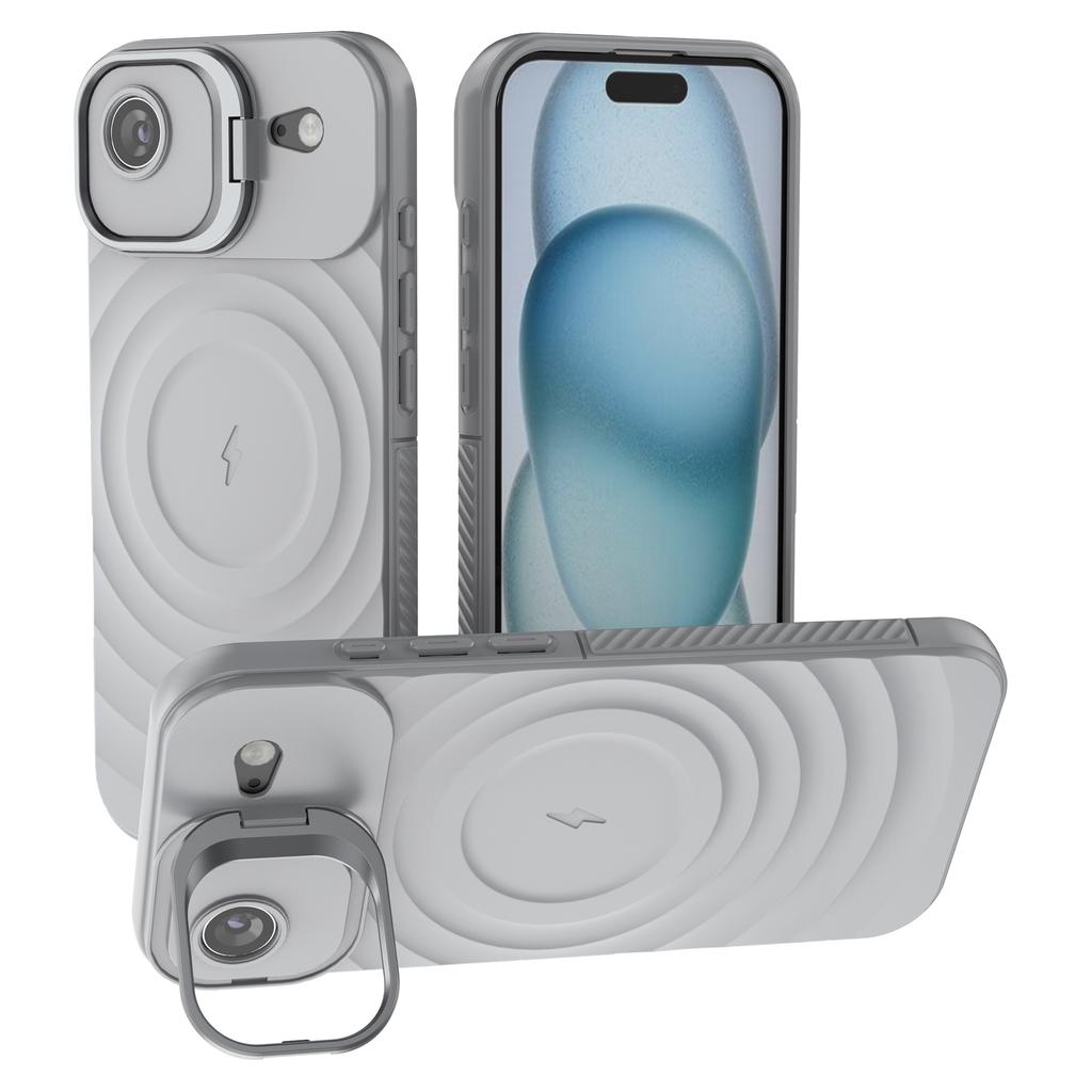 For iPhone 17 Air Case Compatible with MagSafe PC Kickstand Ripple Texture TPU Phone Cover