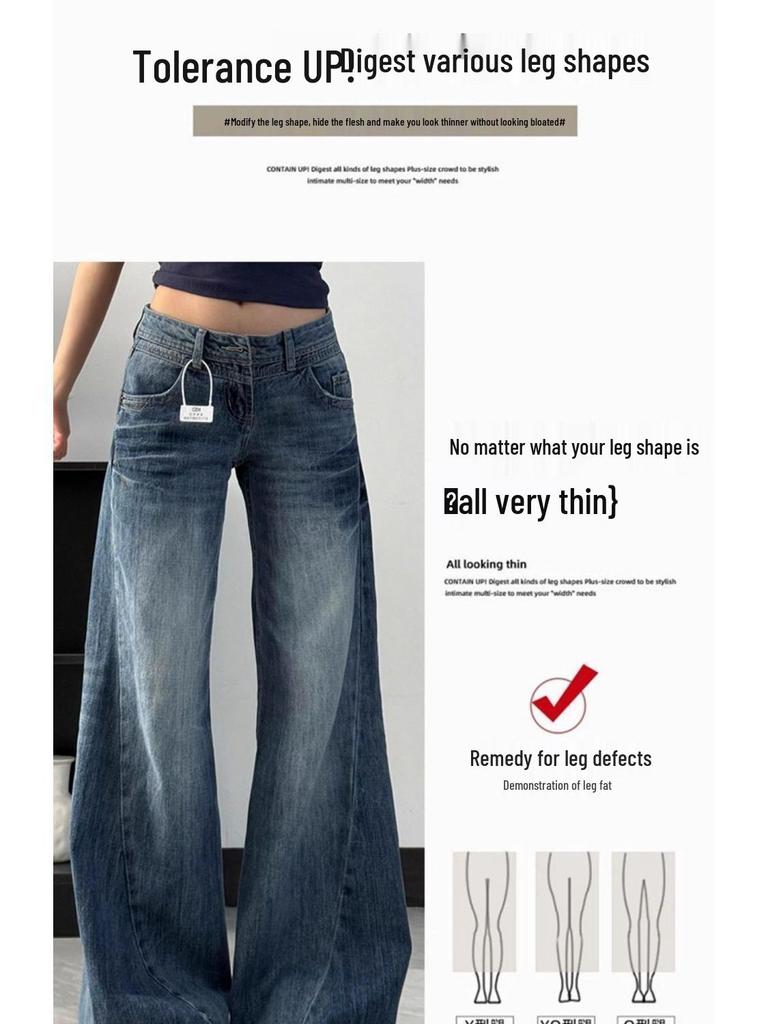 Jeans Donna Micro-Flare Lavati a Vita Bassa - Blu Retrò, Vestibilità Larga, Lunghezza Maxi, Collezione Autunnale Petite
