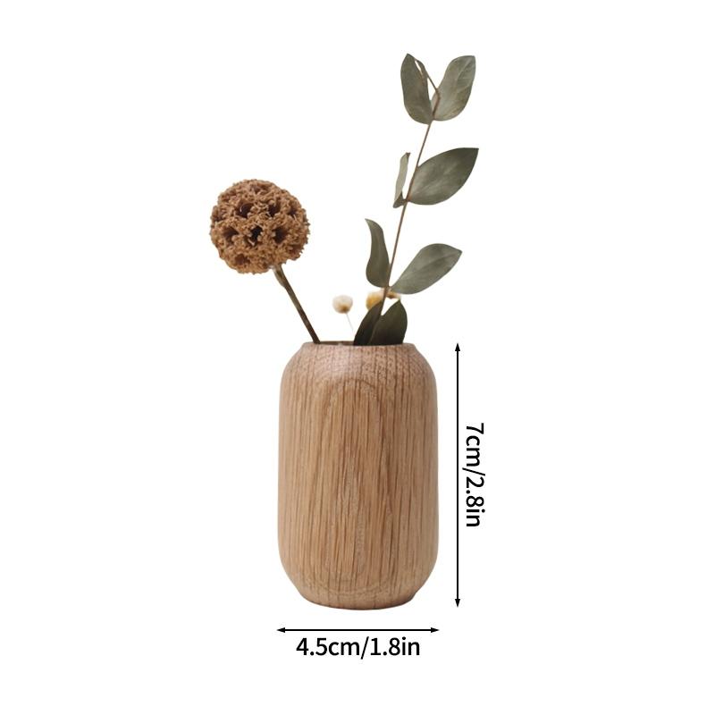 Wooden Flower Vases Wood Vase For Flowers Office Desk Accessories Room Decor Home Desktop Ornament