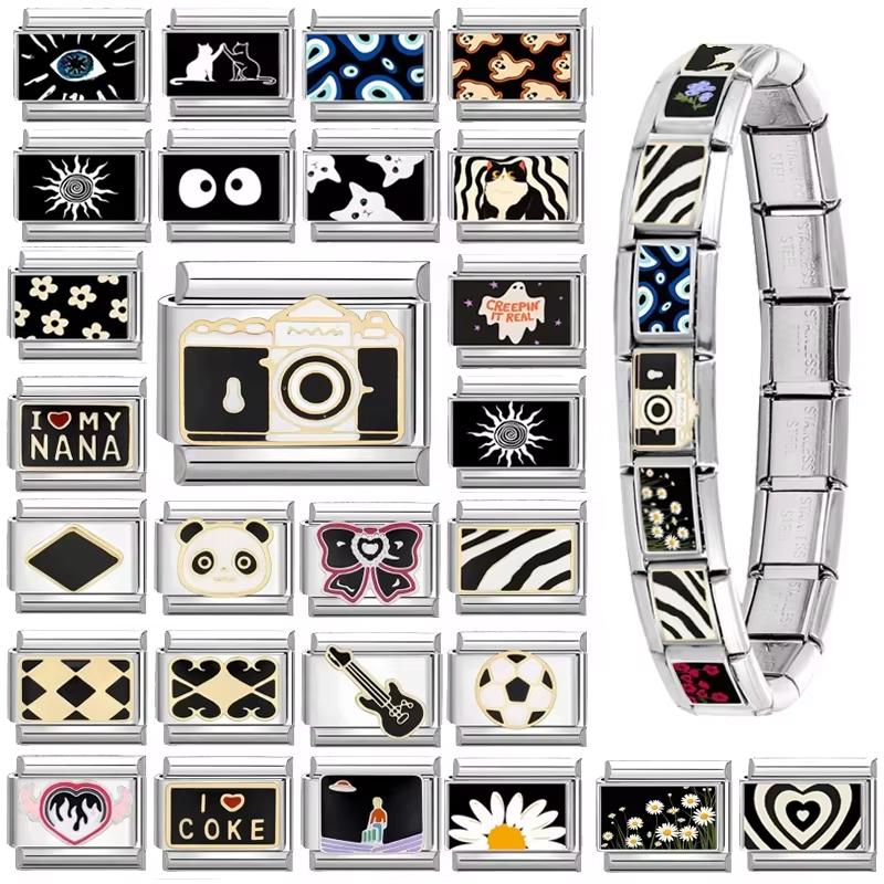 Orginal Charms Link Italian Stainless Steel 9mm Women Man Bangles Personalized Bracelets Hand Chain DIY Trendy Jewelry Making