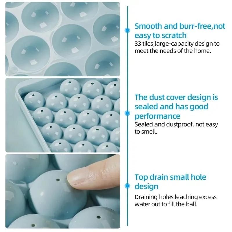 33 Grid Hockey Shape PP Ice Ball Mold, Whiskey Ice Cube Tray Box, Popsicle Lollipop Maker DIY Frozen Kitchen Gadgets Gifts