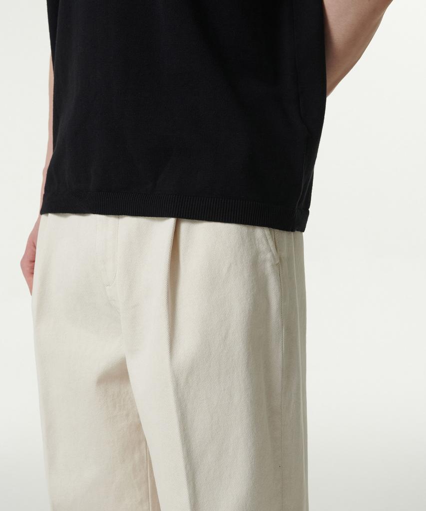 Musinsa Standard Contrast Collar Knitted Polo Shirt [Black]