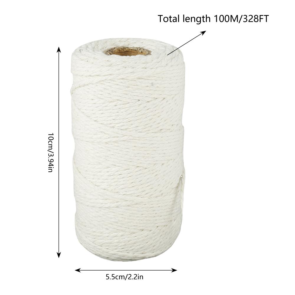 100M Cotton Thread 1mm DIY Handicraft Knitting Tassel Tapestry Macrame Rope  Multi-purpose Kitchen Cooking Food Binding Rope