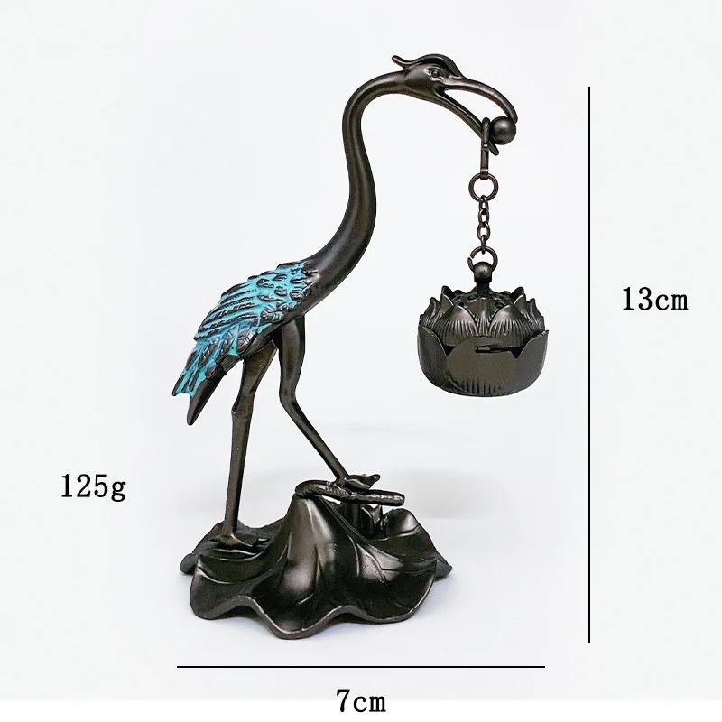 Crane Incense Burner Holder Stove Lotus Incense Burner Antique Alloy Lotus Hanging Stove Tea Ceremony Craft Household Decoration