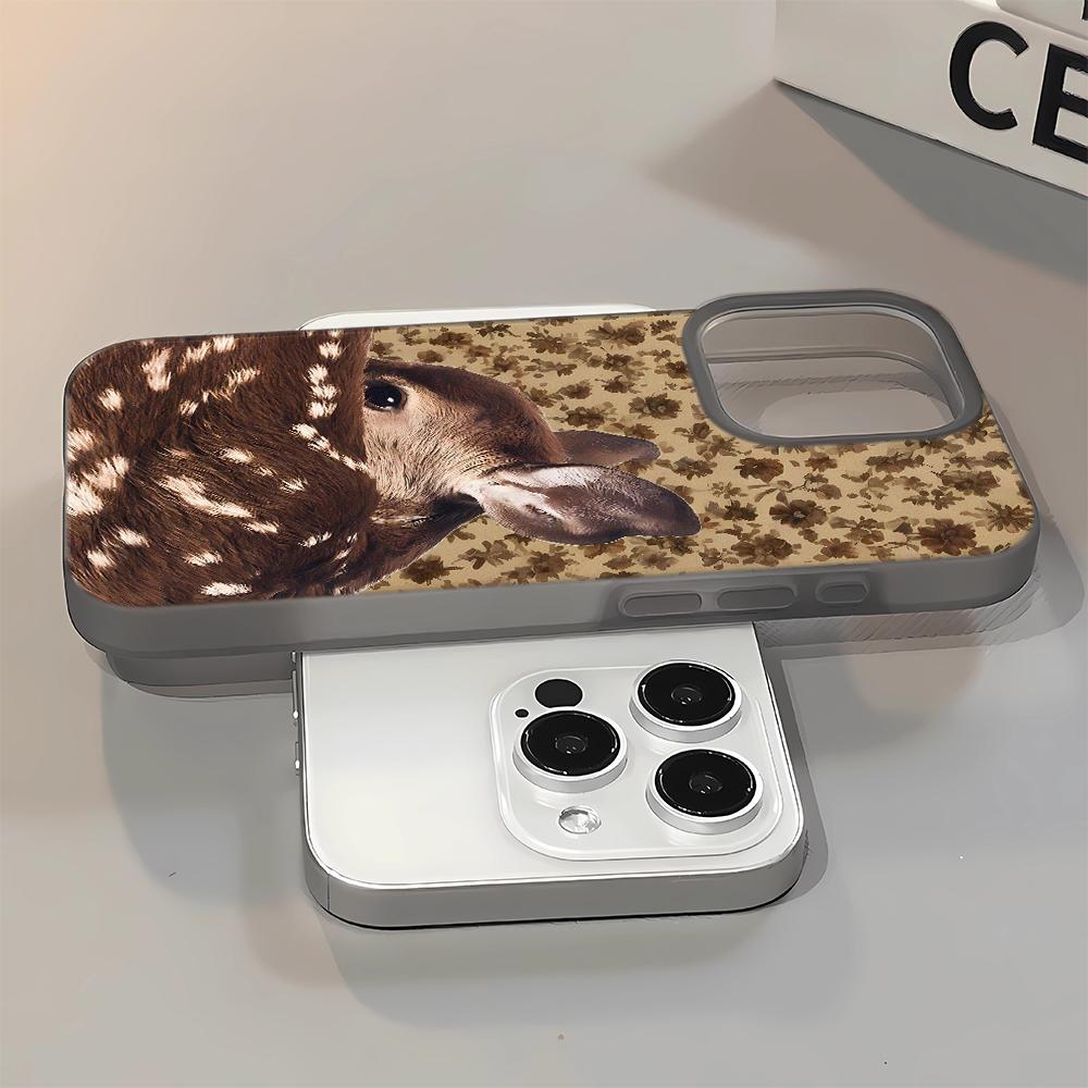 Fawn Flower Matte Silicone Case For Iphone 13 12 11 16 15 14 17 Pro Max Anti-Fingerprint Ultra Thin Cover