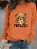 European & American Women's Casual Long-Sleeve Cartoon Bear Pullover Hoodie