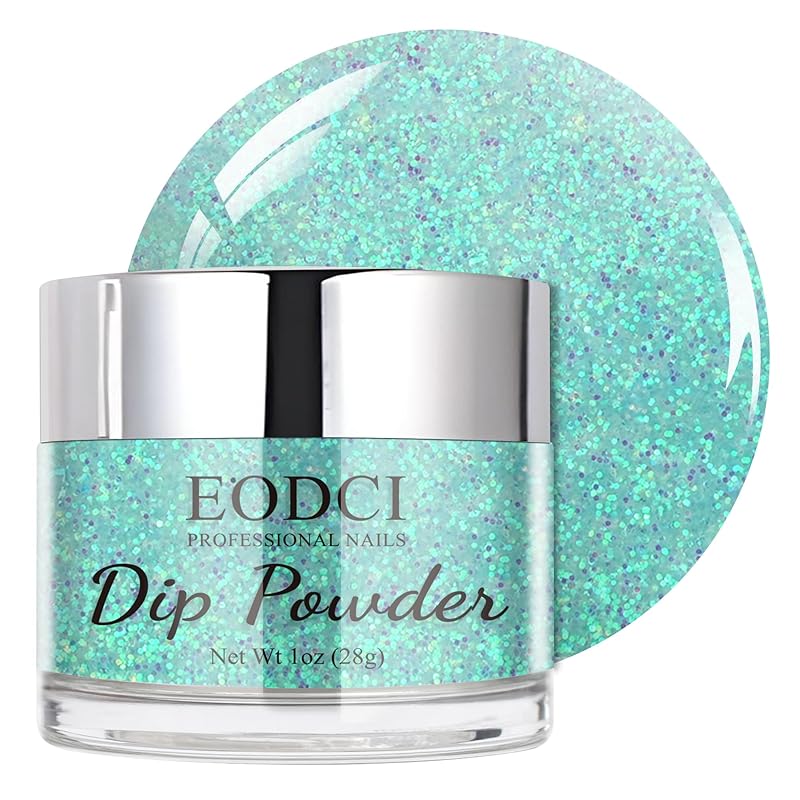 Green Glitter Glitter Nail Dip Powder, Dipping Powder - No Needed Nail Lamp Curing - Long Lasting Nail Manicure Colors - Nail Color for Professionals