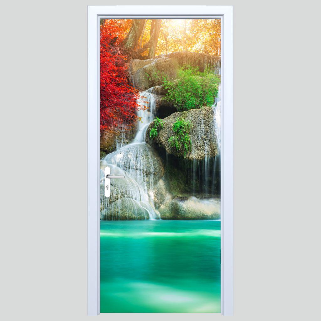 Forest Waterfall Fabric Door Sticker 313PD