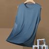 Men Vest Round Neck Sleeveless Breathable Holes Tank Tops Color Block Quick Drying Summer Ice Silk Camisole Fitness Training Activewear