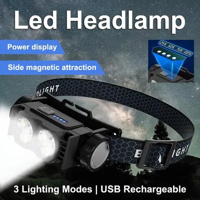 Lightweight and Ultra Bright Headlights with Multi-mode Magnetic Suction and Rotatable Head for Long-distance Night Fishing and Running Maintenance