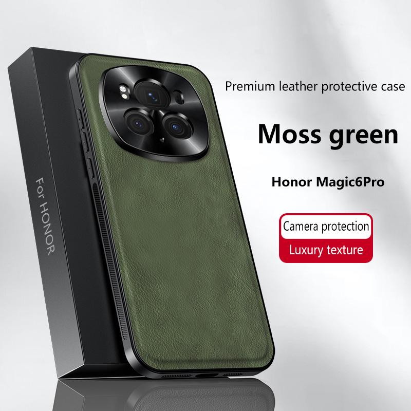 Pro Honor Magic 6 a Magic 6 Pro Pouzdro Magnetické Elegantní Kožené Odolné proti Opotřebení Objektiv Plně Kryté Protiskluzový Úchop Kryt Okraje Skořepina