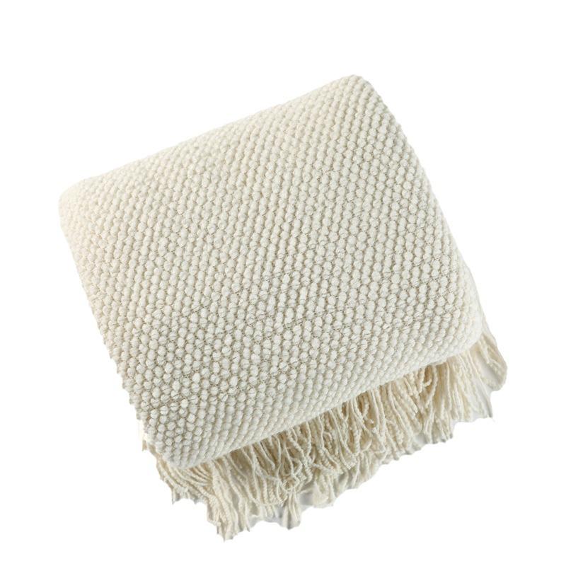 Knitted Waffle Sofa Throw Blanket for Office and Nap.