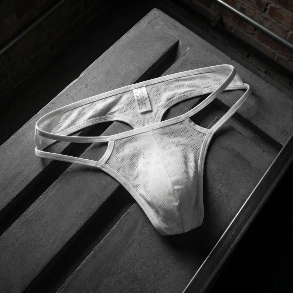 Hollow Men's Thongs Ultra-thin T Back Panties Breathable Mesh Underpants Summer