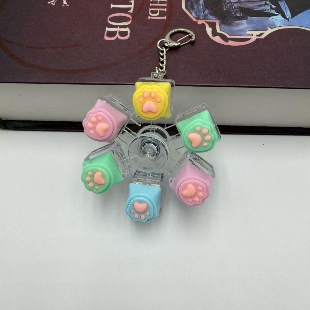 Relief Stress Keyboard Keychain 6 Keys Button Keyboard Clicker Toy Fidget Keychain  For Gifts