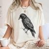 Crow Sketch Shirt, Gothic Raven Comfort Colors Tee, Black Bird Gift For Adults Kids, Spooky Animal Top, Hand Drawn Bird