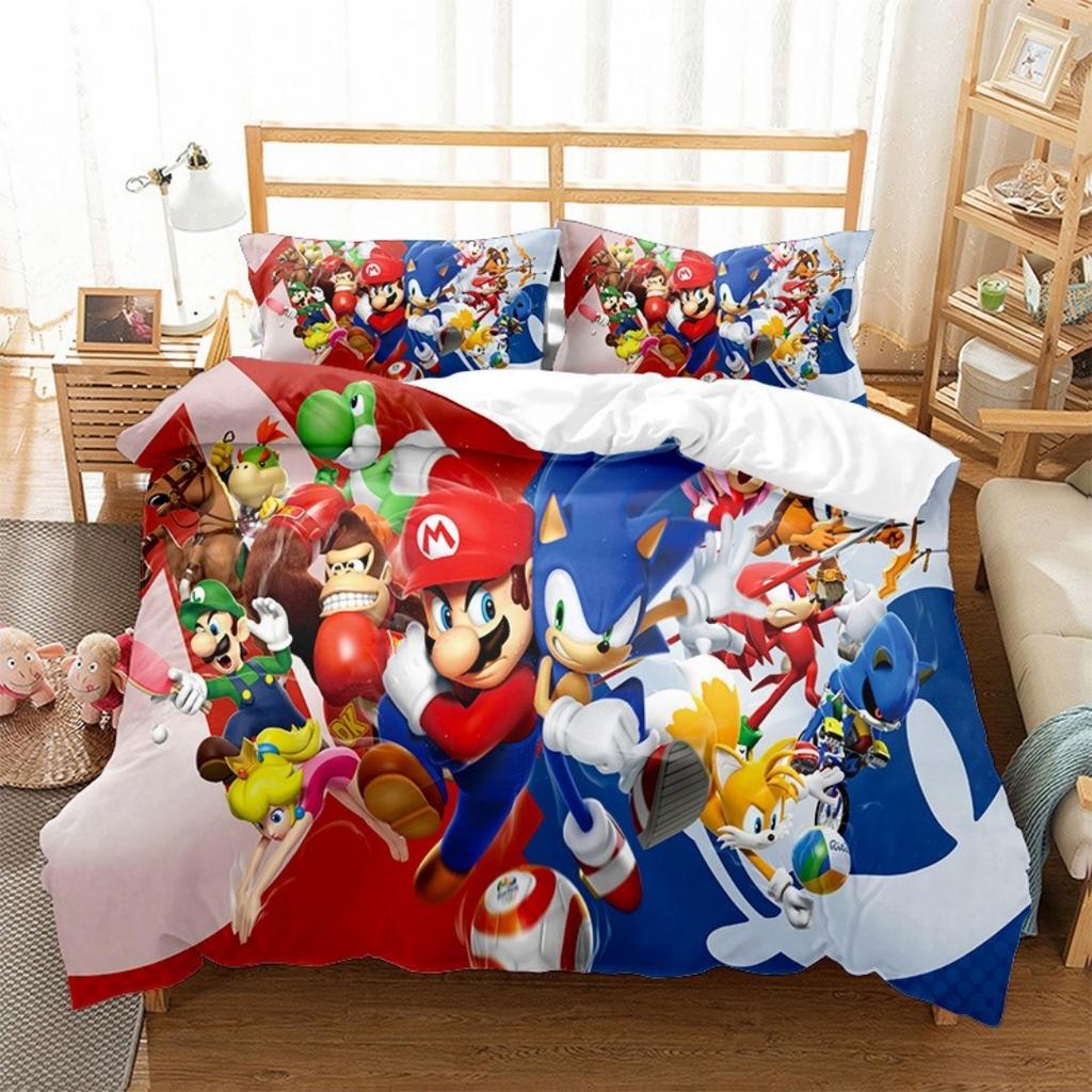 3D Teens Anime Duvet cover Super Mario unisex duvet cover and pillowcase Bedroom bed decoration children's room gift
