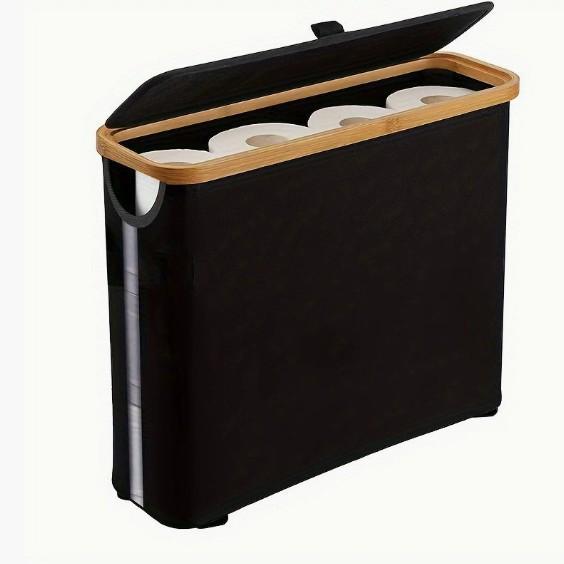 Foldable Bamboo Storage Bin with Lid for Kitchen Recycling