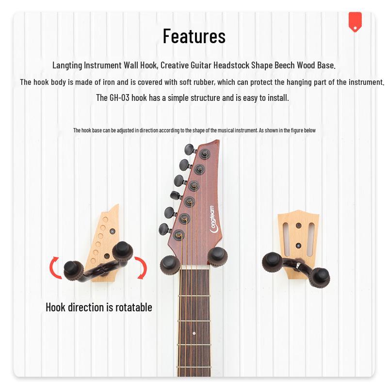 Dřevěný závěs na hlavu kytary na zeď pro ukulele a příslušenství ke klasické kytaře