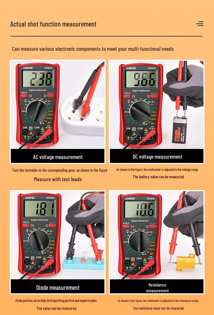 ANENG DM850 High Precision Digital Multimeter for Electricians – Portable and Multifunctional Display Universal Meter.
