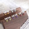 S925 Sterling Silver Sweet Cool Wind Natural Crystal Stone Stud Earrings Bow Simple Temperament Love Earrings Women Jewelry Gift