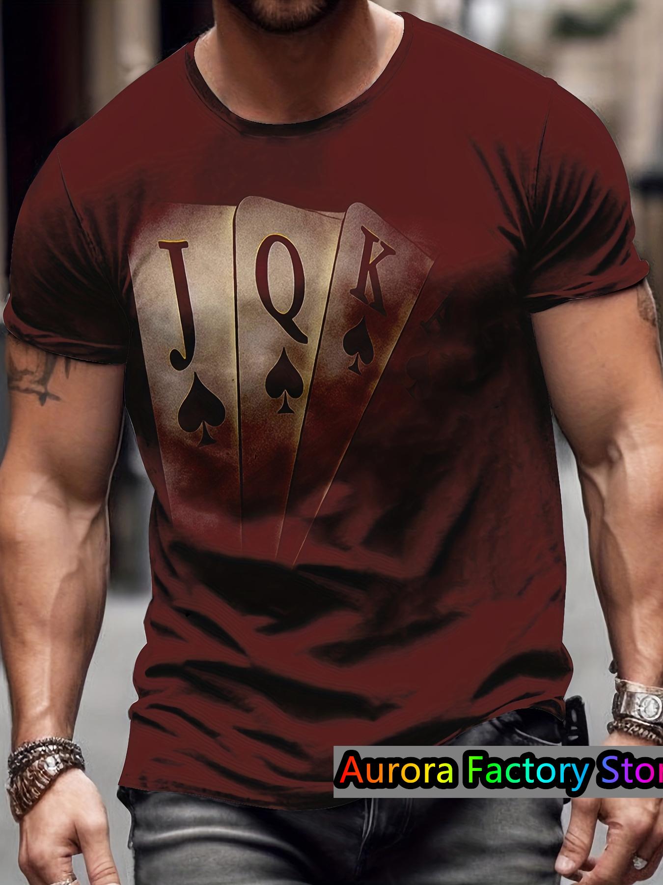 

Poker Elements 3D Digital Pattern Print Чоловіча футболка з повсякденними зручними футболками з короткими рукавами Пуловер Топи Чоловічий літній одяг XS