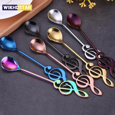 Cucchiaino da caffè in acciaio inossidabile con note musicali, cucchiaino per mescolare, cucchiaino da tazza, bacchetta musicale, cucchiaino da gelato, utensile da cucina, accessori per cucchiaini