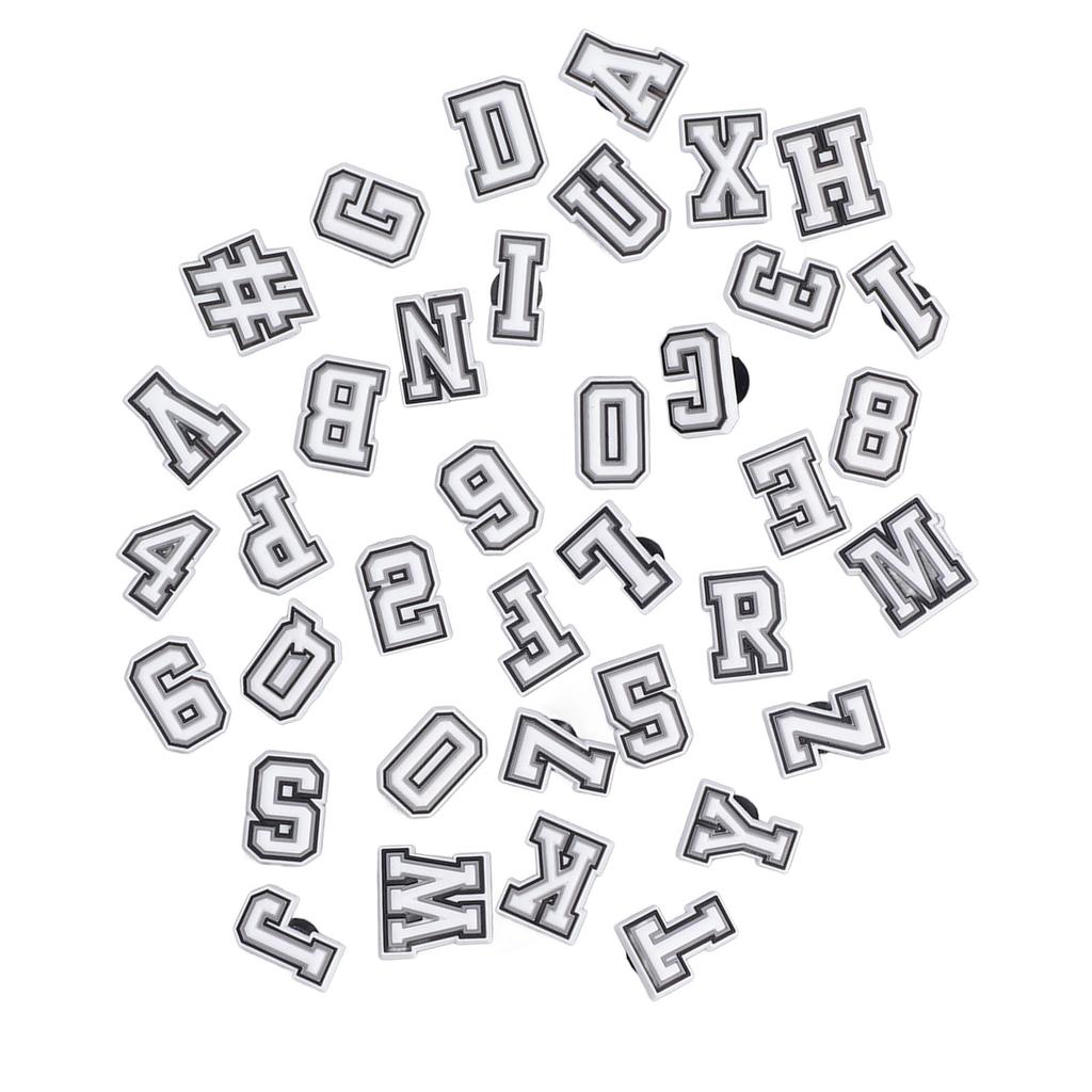 37 Pezzi Ciondolo per Scarpe Lettera Motivo Numeri PVC Adorabile Decorazione Accessorio Ciondolo per Scarpe Bianco