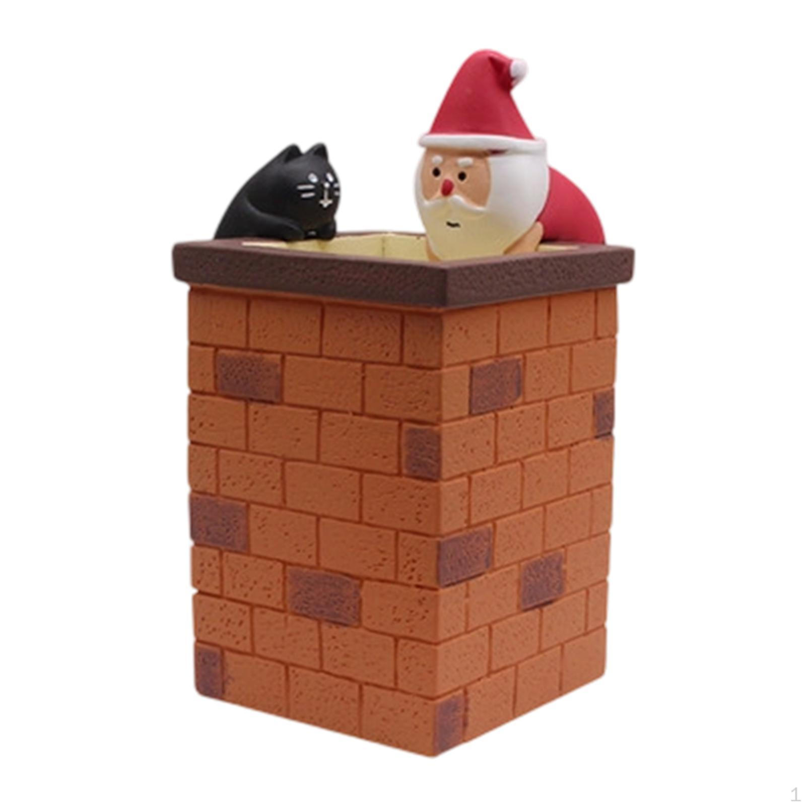 

Santa Claus Climbing Chimney Statue Table Centerpiece Artwork Resin Sculpture Home Decor for Office