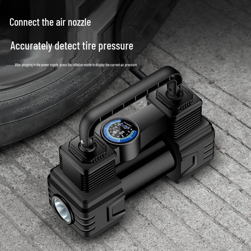 Portable 12V Dual Cylinder Car Tire Inflator with Light for Small Cars